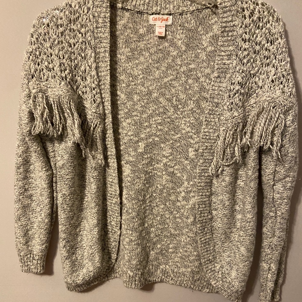 Cat & Jack 10/12 Girls Heather Knit Cardigan